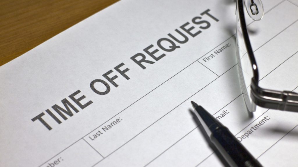 Image of a time off request form