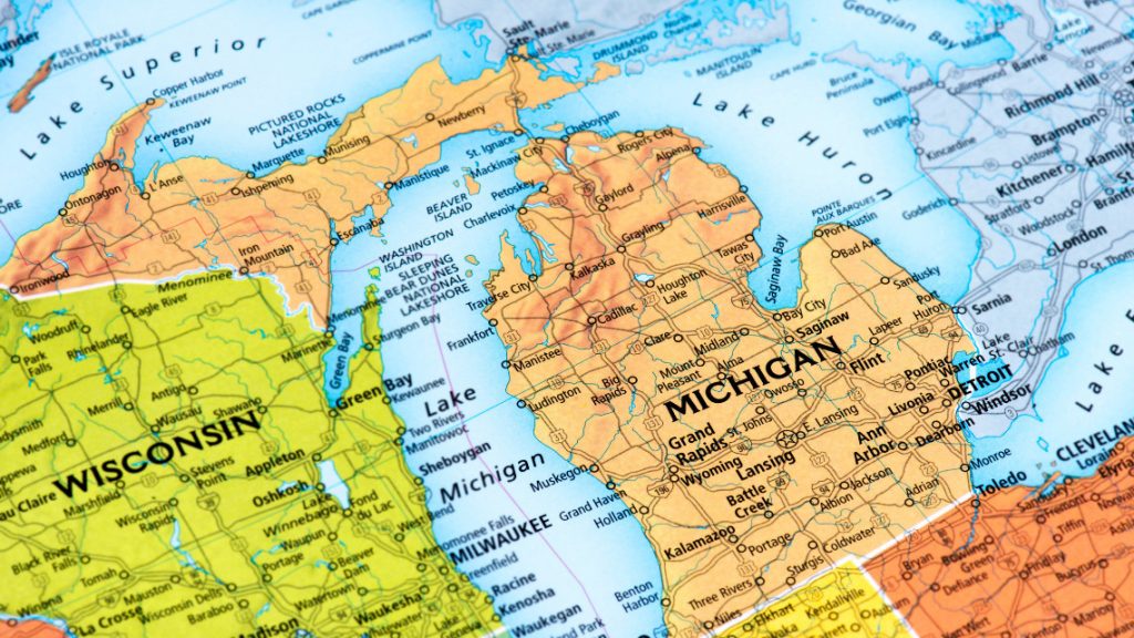 Michigan map for article on the Crane map and redistricting