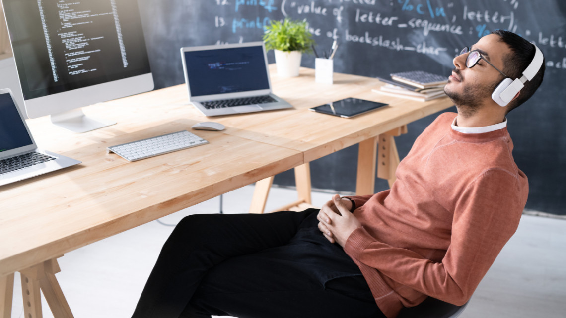 Person engaging in breaks at work