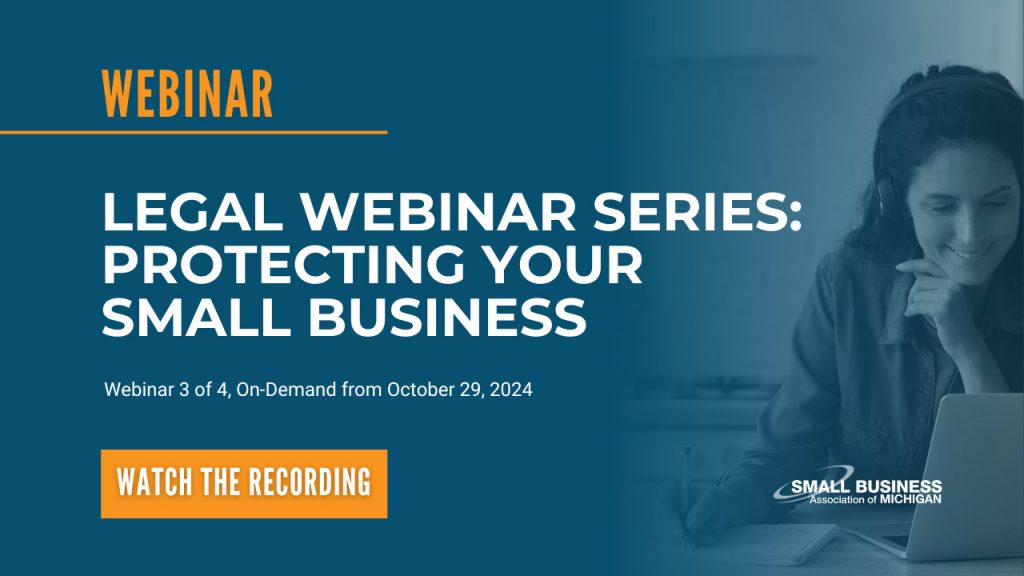 Image promoting a webinar on protecting your small business