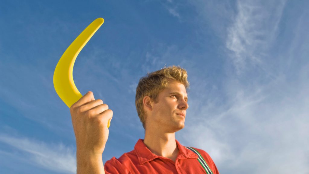 image of a person holding a boomerang for an article on boomerang employees