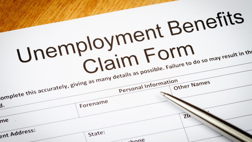 A blank unemployment benefits claim form.