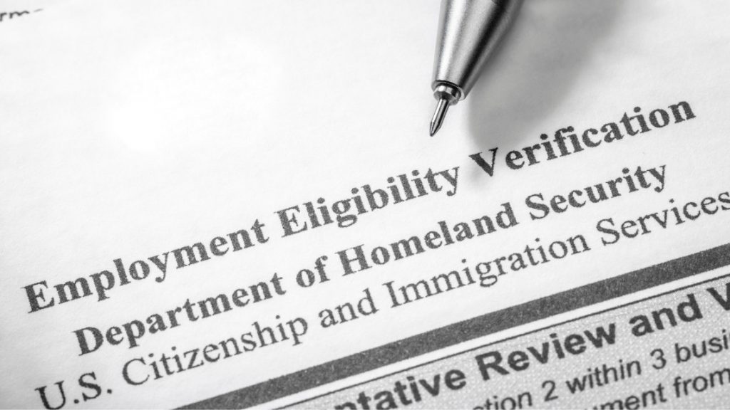 image of an Employment Eligibility form used in I-9 audits